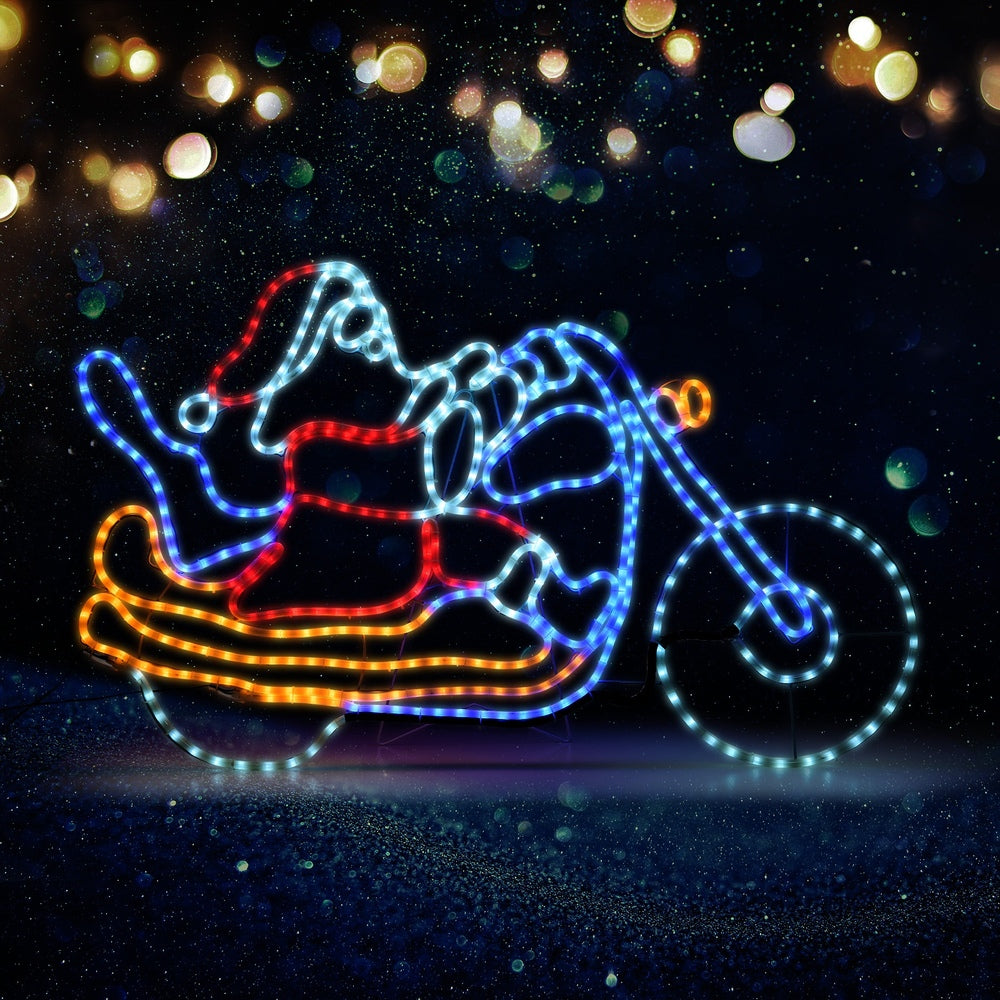 Christmas LED Motif Rope Lights Santa on Motorbike