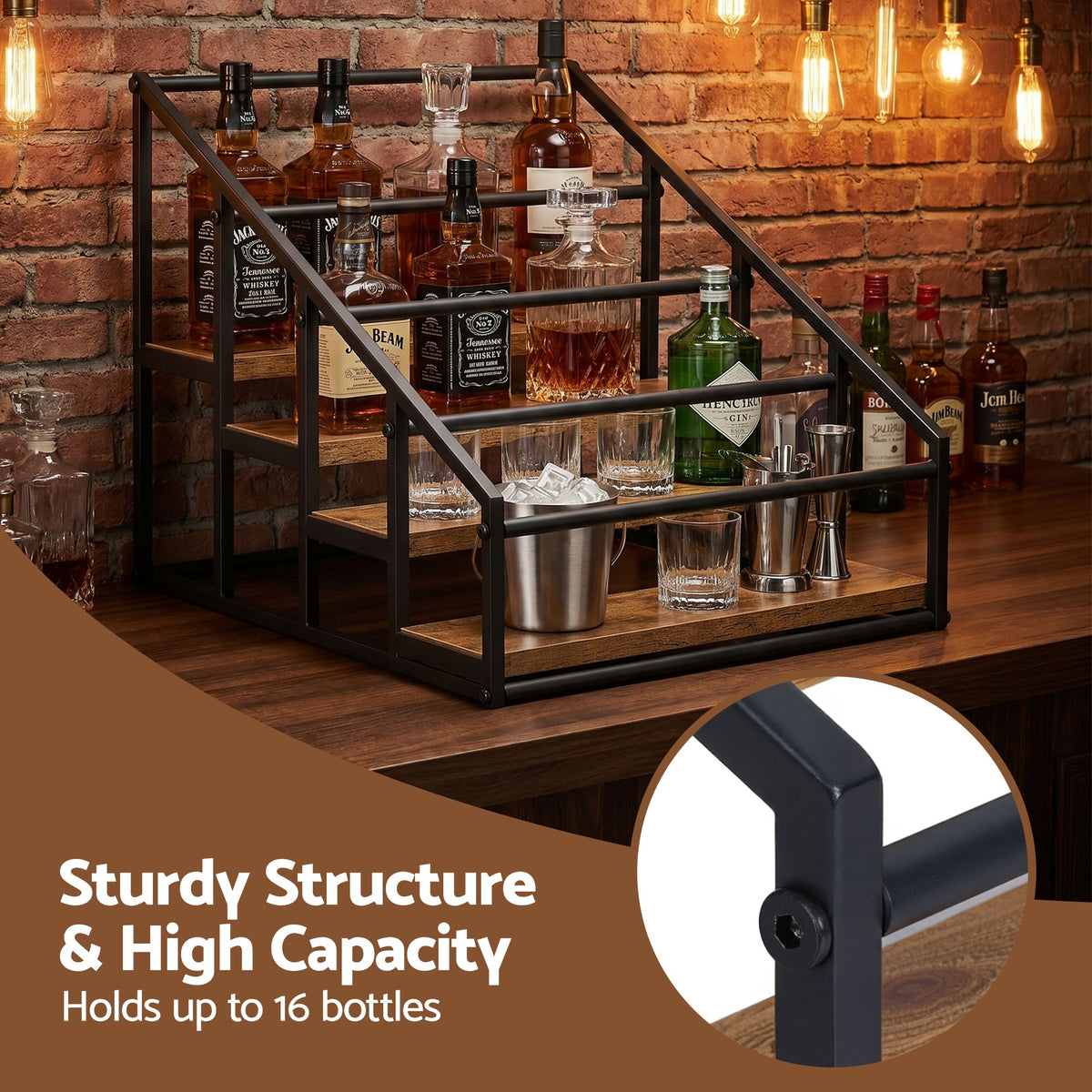 Artiss 4-Tier Countertop Wine Rack, 16 Bottles 6