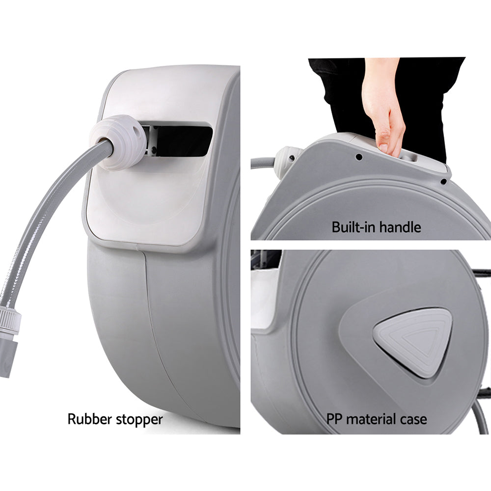 Green Fingers Water Hose Reel 10M Retractable Auto Rewind Garden Spray Gun