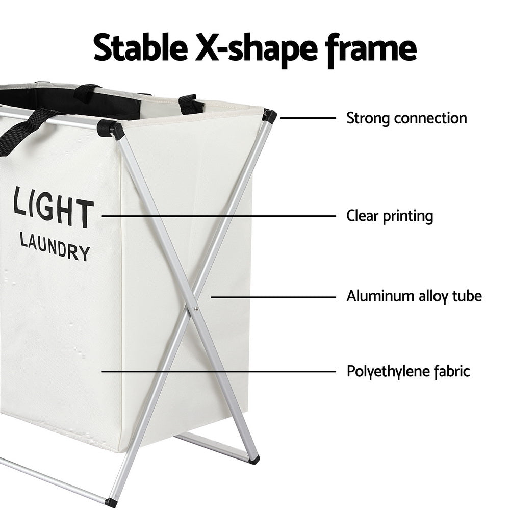 Artiss Foldable Laundry Basket Hamper, 2 Sections