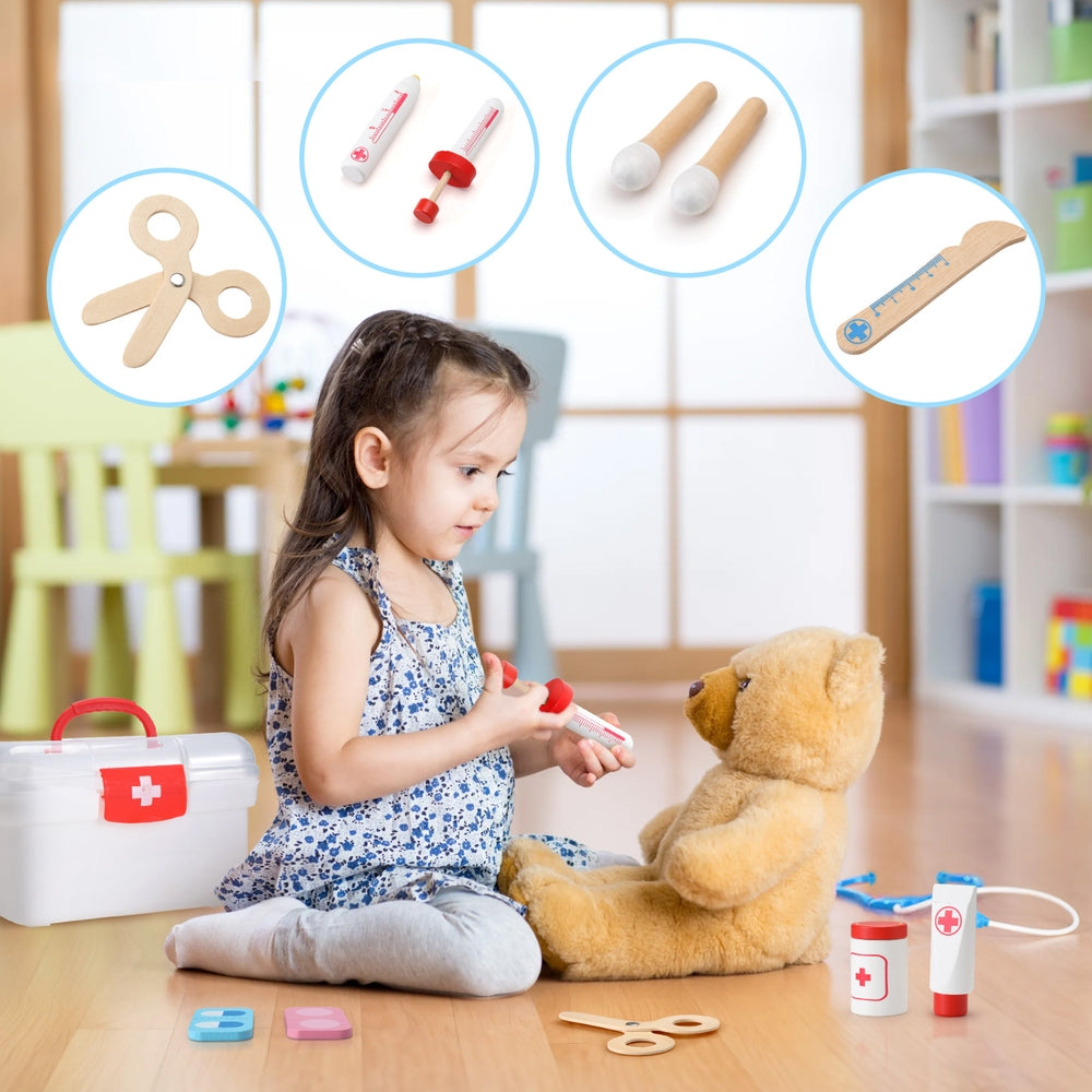 Keezi Kids Doctor Kit, 16-Piece Pretend Play Set 6