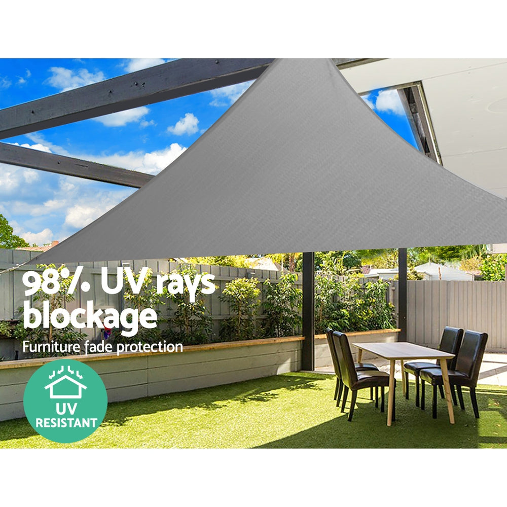 Instahut Shade Sail 3x3x4.3m Triangle 280GSM 98% Grey Cloth