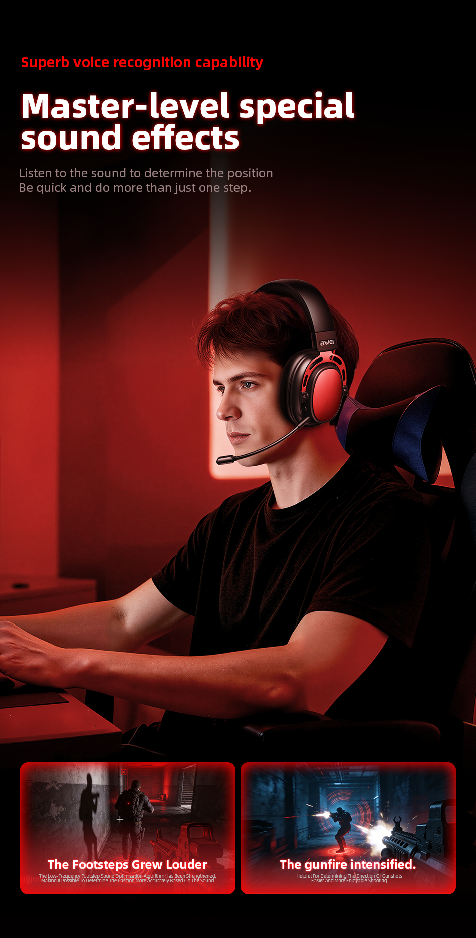 AWEI AT36 Tri-Mode Wireless Gaming Headset (2.4G, Bluetooth 5.3, Wired)