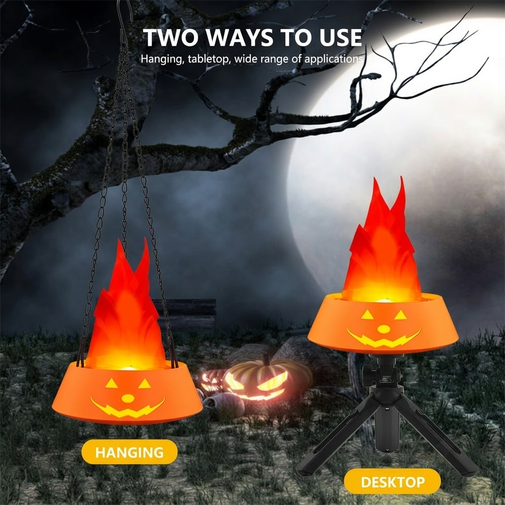 Jack-o'-Lantern Flame Effect Lamp with Dancing Silk Flame 6