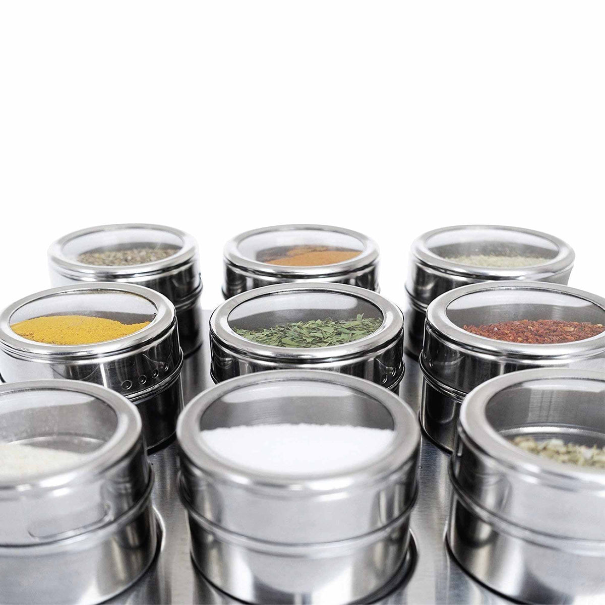 Kitchee 150g Magnetic Spice Jar Stainless Steel Tin - Herb Seasoning Storage