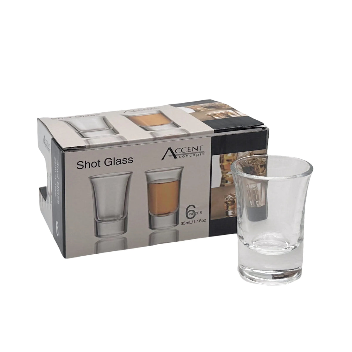 Clear Shot Glass In Gift Pack Set 6 35ml