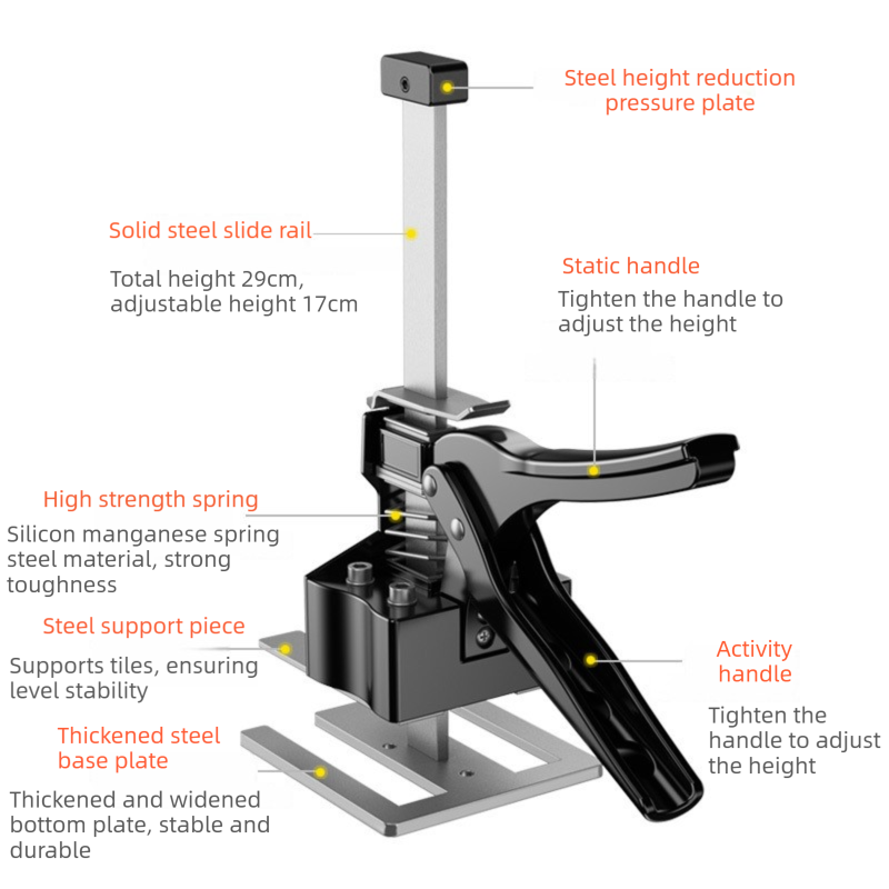 Heavy-Duty Metal Tile Lifter, 2-Piece Dual-Rod Height Regulator, 29cm Lift 3