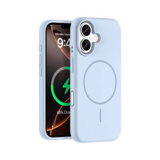 iShield [Ultra Mgsafe] Liquid Silicon Snap Case with Capture Button, iPh-16-Sky Blue