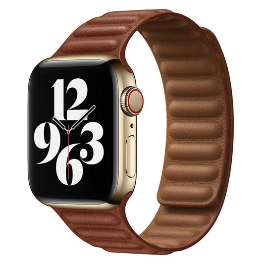 Hoco Compatible with Apple Watch Leather Magnetic Link Band [WA23] for All Series, 42 / 44 / 45 / 46 / 49 mm-Brown