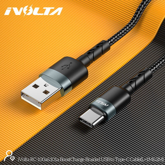 iVolta [RC-101a] 3.0A BoostCharge 2m Braided USB to Type-C Cable