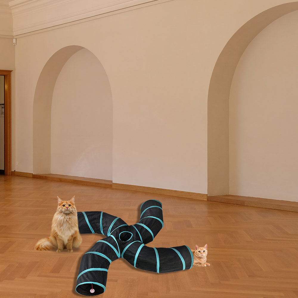 Pet Foldable Funny Exercise 4-Way Tunnel Play Toy