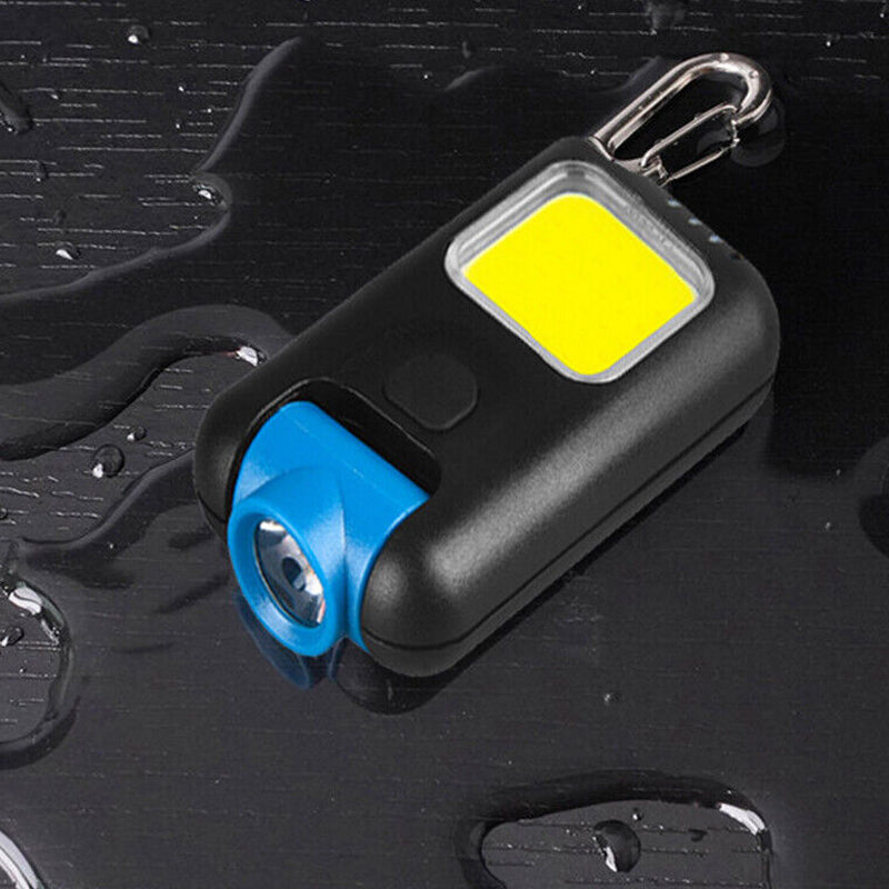 Mini LED Flashlight Keychain COB Work Light- USB Rechargeable