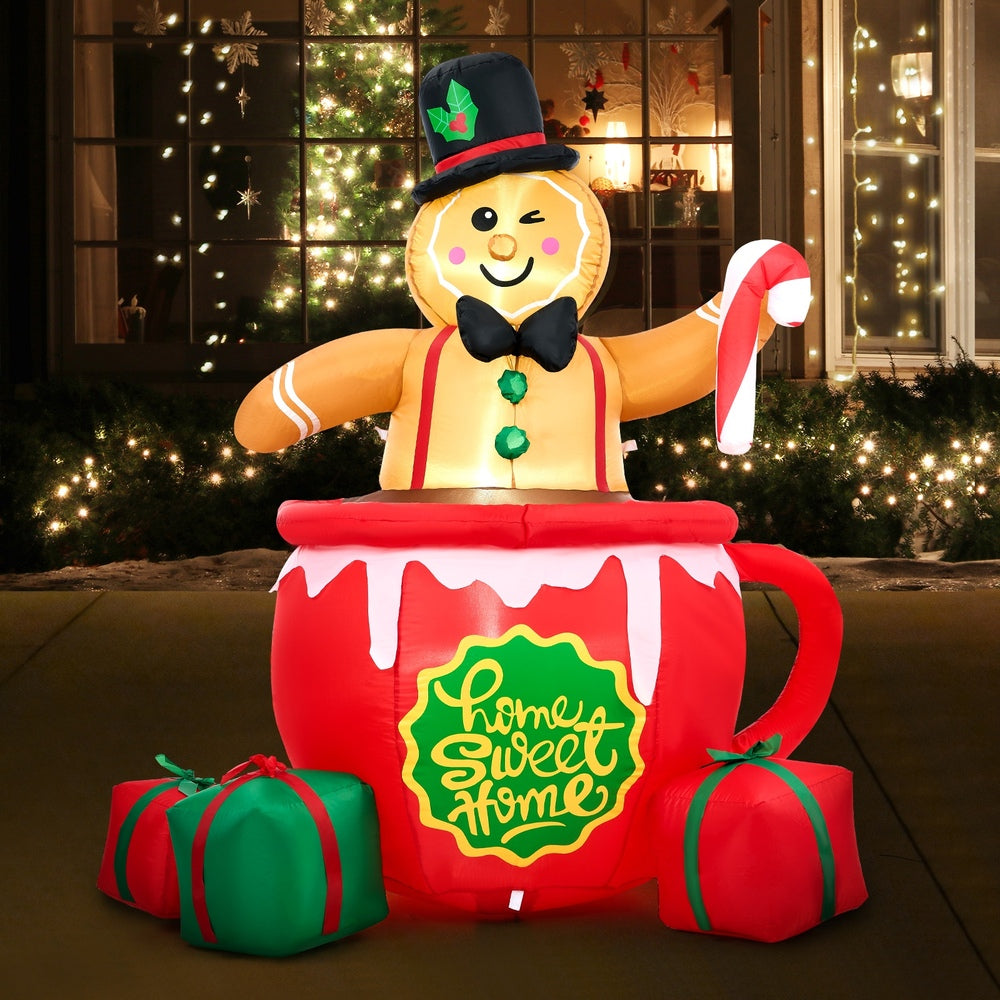 Christmas Inflatable Gingerbread Man with LED Lights