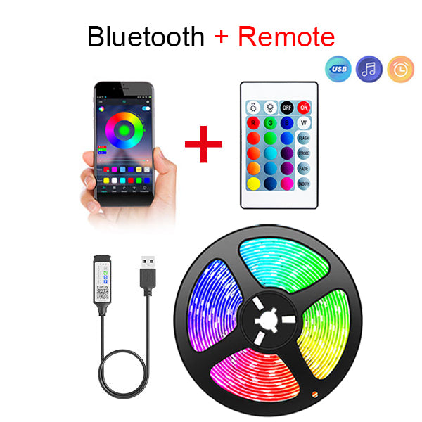 Tape Bluetooth USB LED Strip Light Flexible RGB Self-adhesive TV Desktop Diode