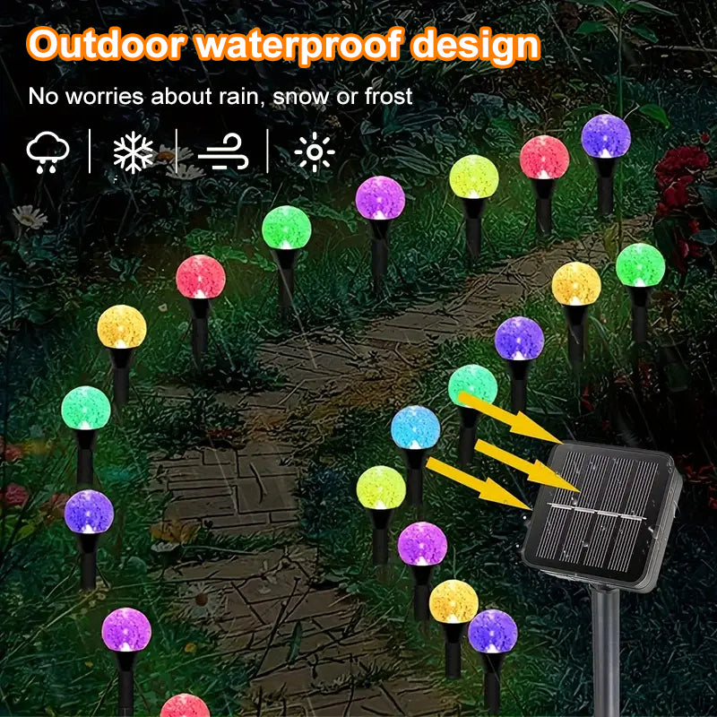 20 LED Solar Bubble Ball Lawn Lights Waterproof Solar Pathway String Light