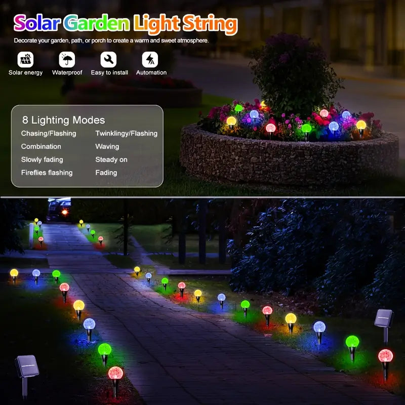 20 LED Solar Bubble Ball Lawn Lights Waterproof Solar Pathway String Light