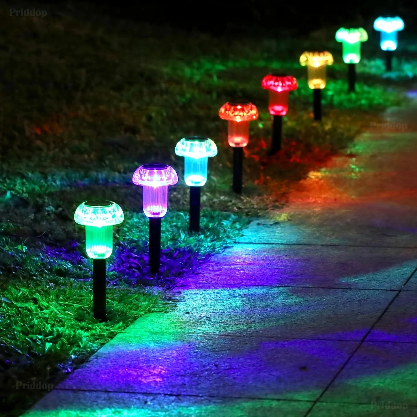 4Pcs Solar Pathway Lights Outdoor Vibrant LED Mushroom Garden Stake Lighting