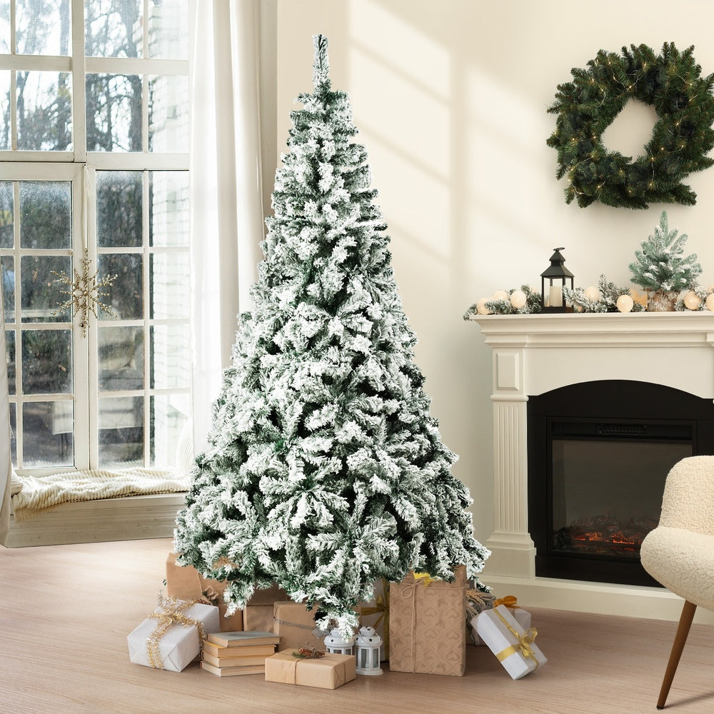 7FT Snow Flocked Green Christmas Tree