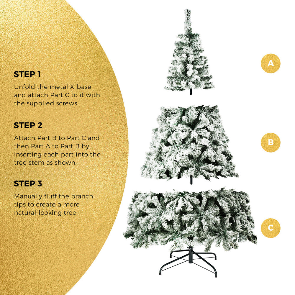 7FT Snow Flocked Green Christmas Tree