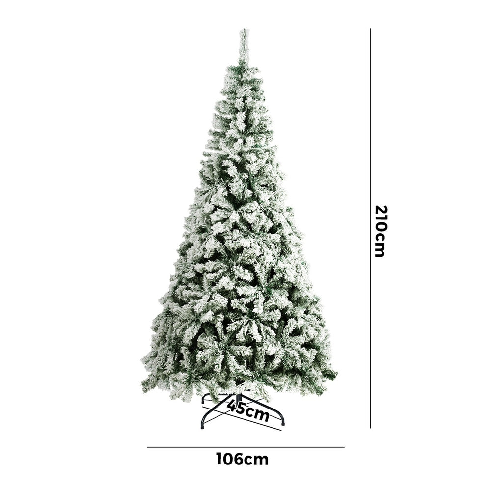 7FT Snow Flocked Green Christmas Tree