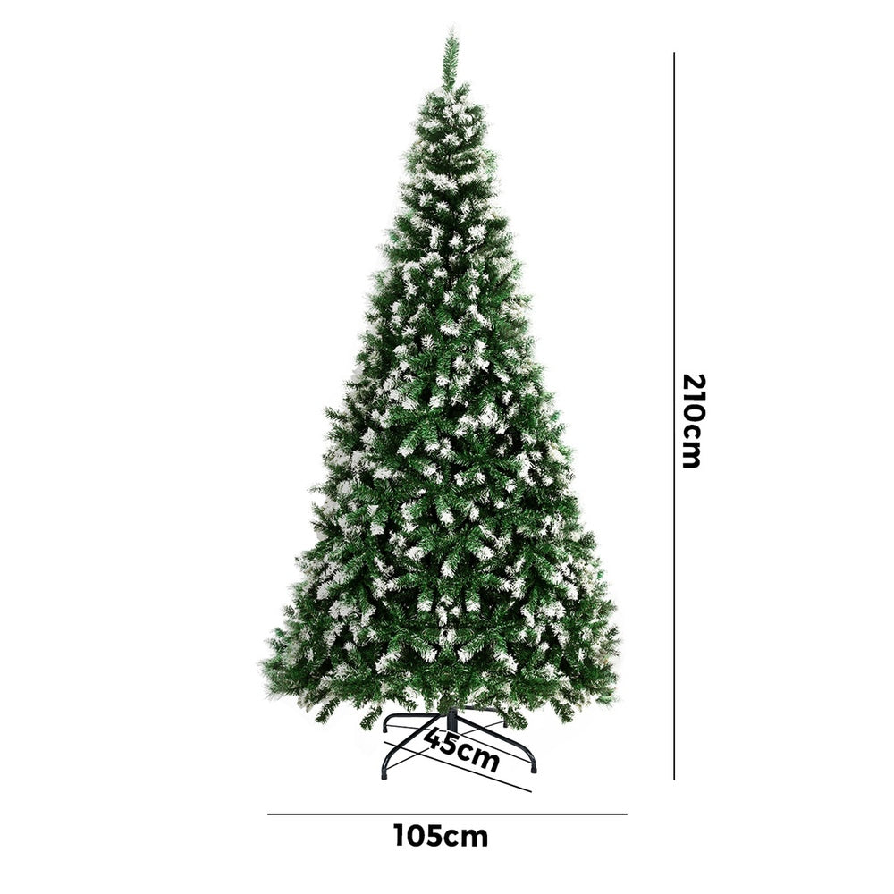 7FT Snowy Green Christmas Tree with 800 Tips