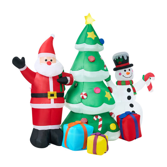Christmas Santa Claus & Snowman Inflatable Set with LED Light