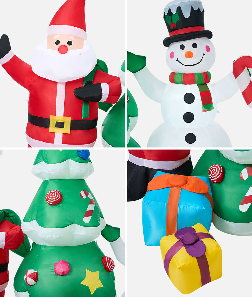 Christmas Santa Claus & Snowman Inflatable Set with LED Light