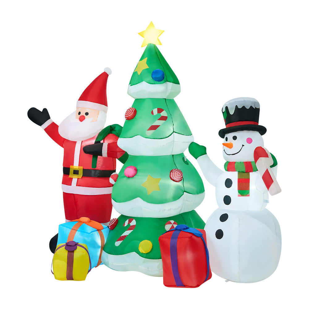 Christmas Santa Claus & Snowman Inflatable Set with LED Light
