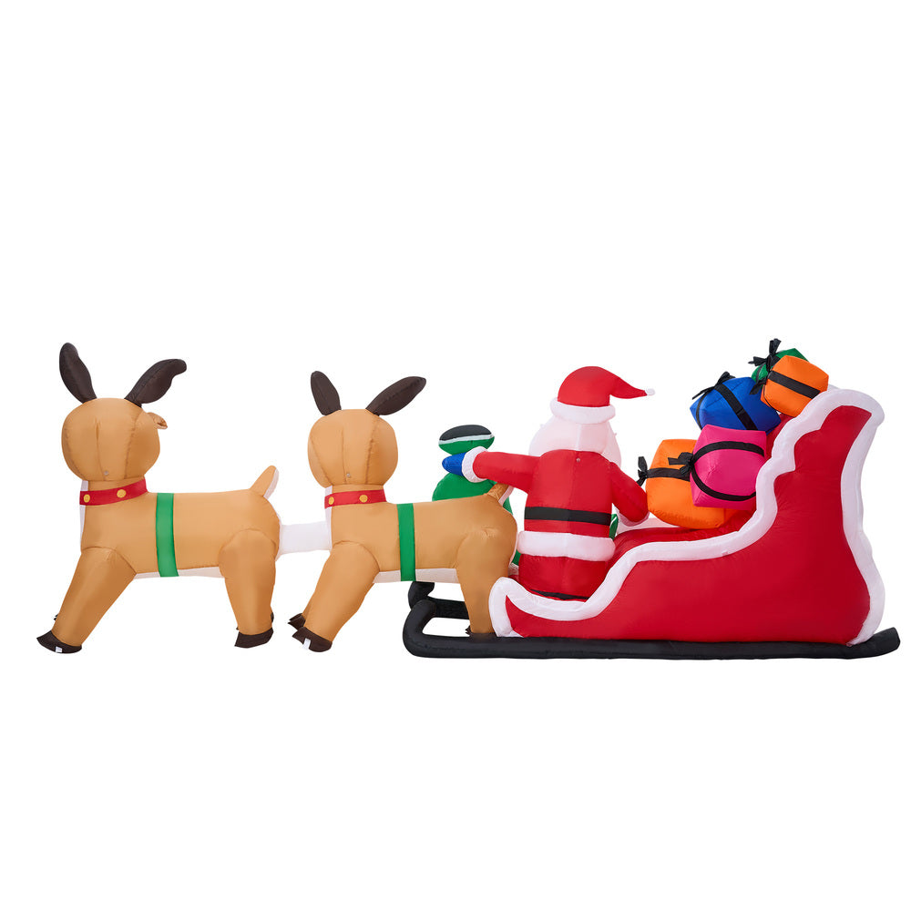 Christmas Inflatable Santa Claus Sleigh Reindeers with LED Light