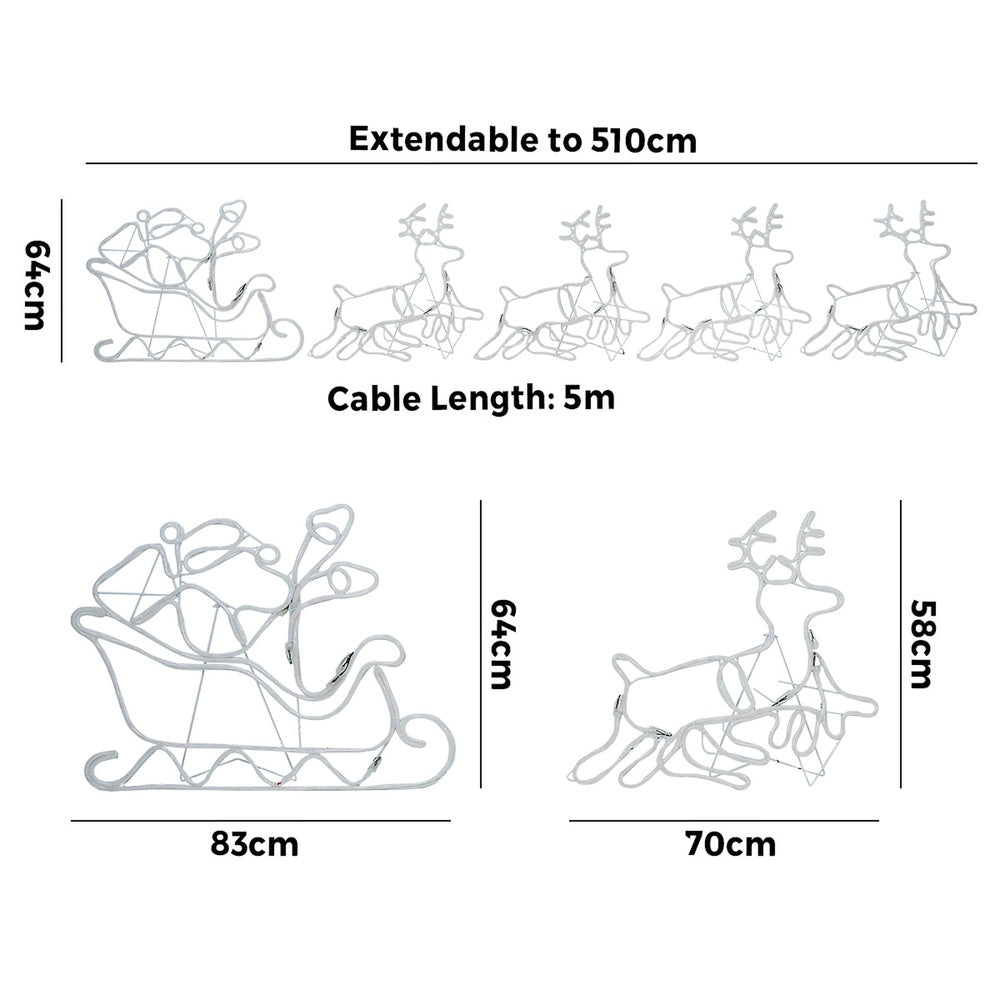 Christmas LED Motif Rope Lights Santa Riding Reindeer