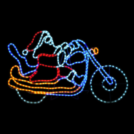 Christmas LED Motif Rope Lights Santa on Motorbike