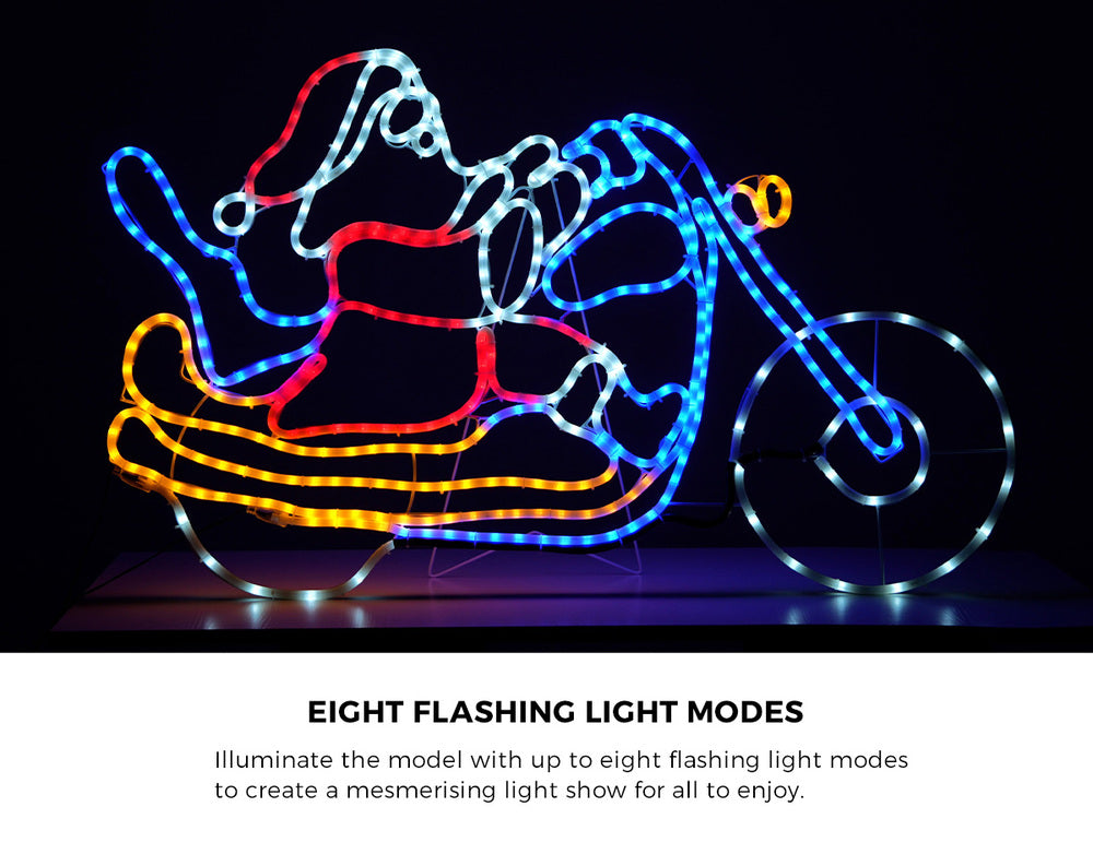 Christmas LED Motif Rope Lights Santa on Motorbike