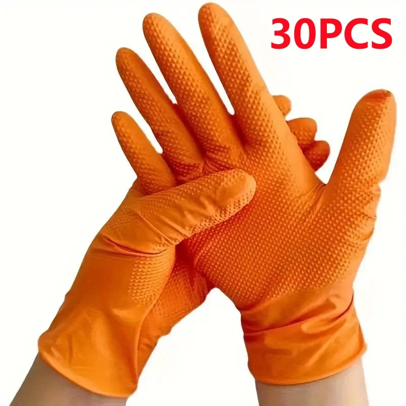 Heavy Duty Orange Disposable Nitrile Gloves
