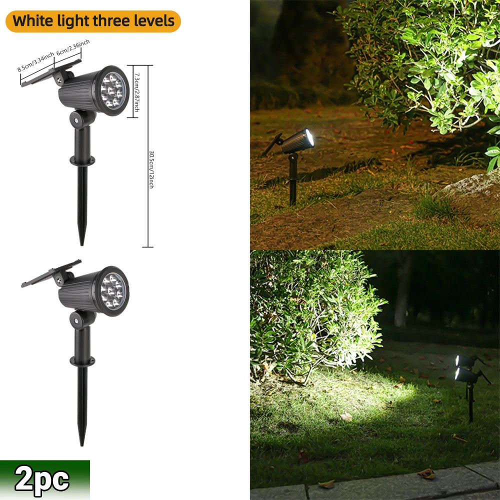 9 LED Solar Spot Lights Outdoor RGB Solar Landscape Lights