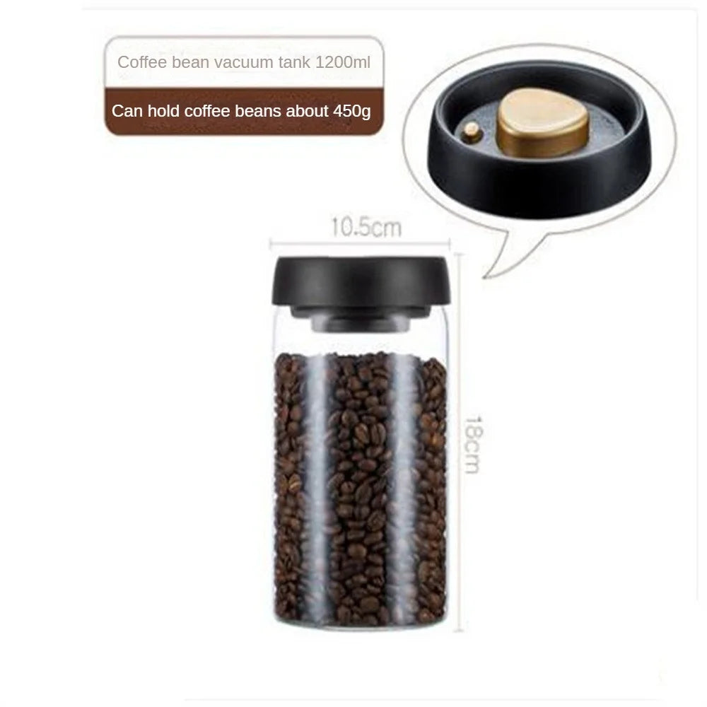 Coffee Beans Vacuum Sealed Tank Transparent Glass Food Storage Jars