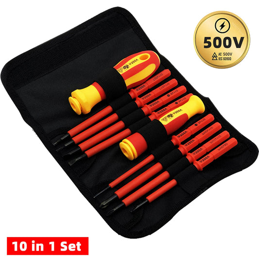 10Pcs Interchangeable Blade VDE Insulated Screwdriver Set