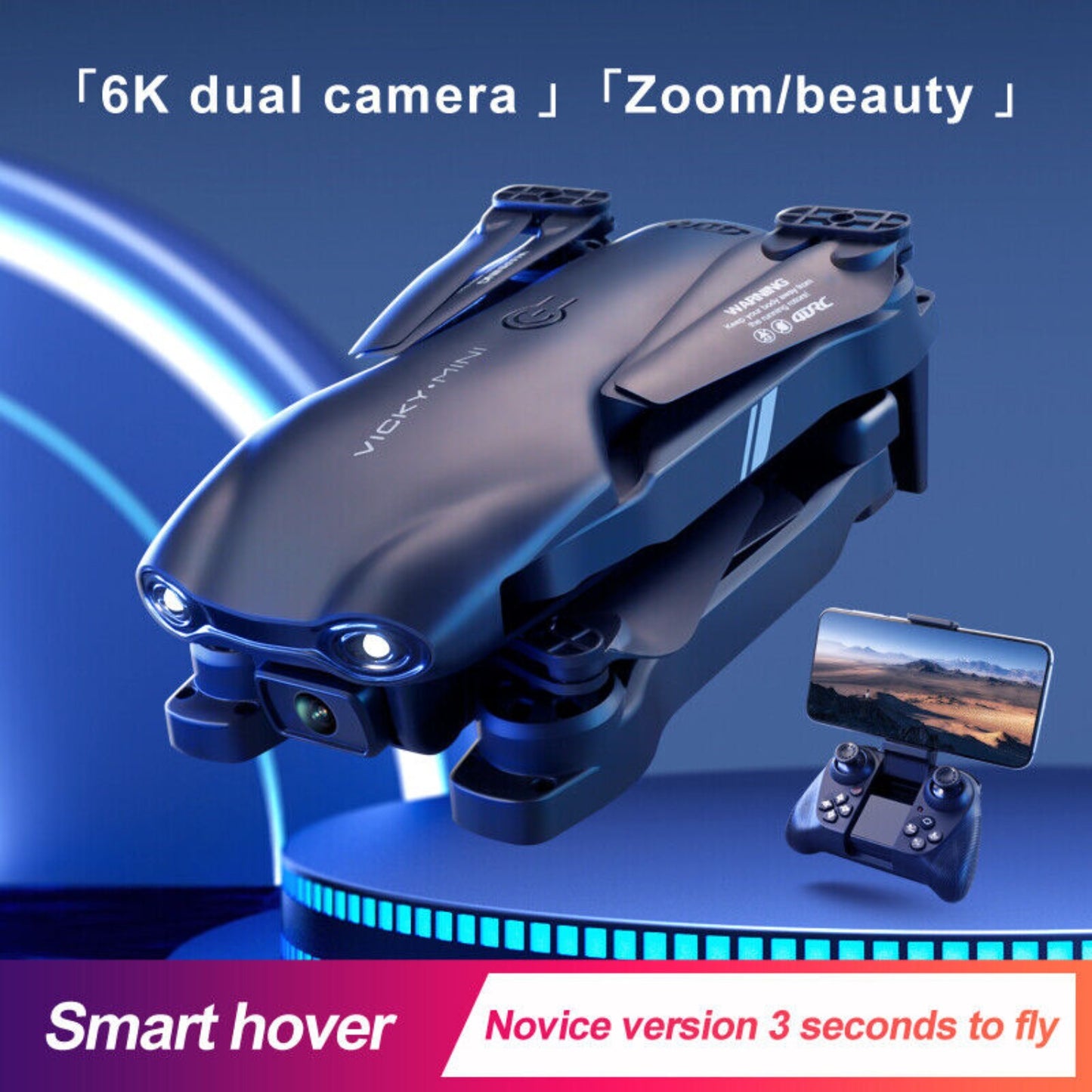 Drone with 6K HD Dual Camera WiFi FPV Camera Drone ,2 Battery.