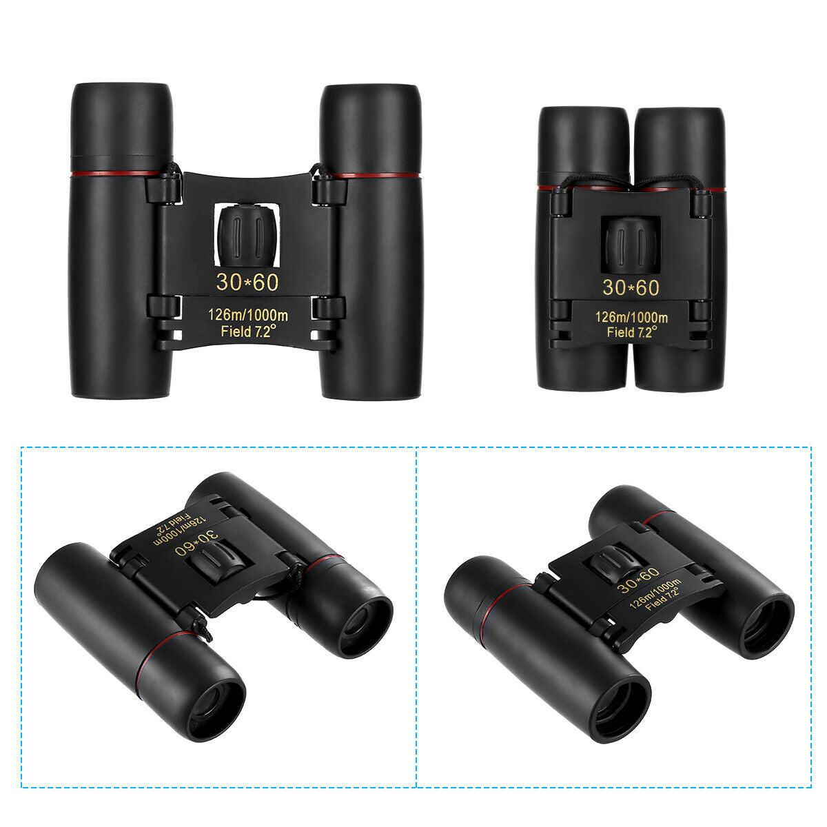 Binoculars 30x60 Zoom Travel Compact Folding Pocket Binoculars