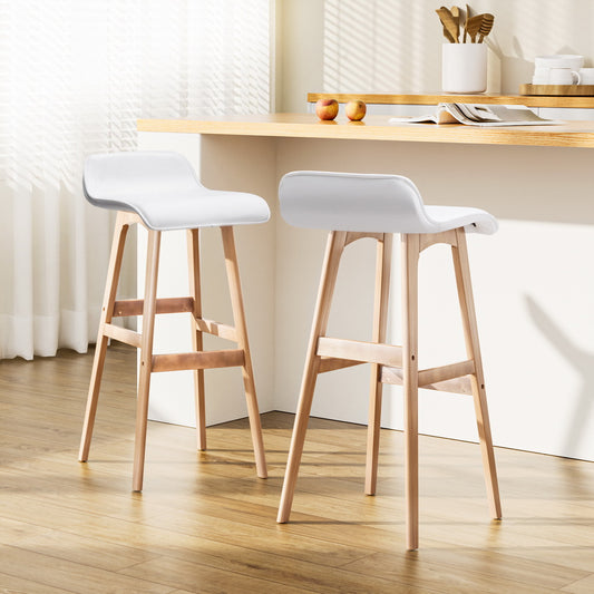 Artiss 2x Bar Stools Wooden Stool White