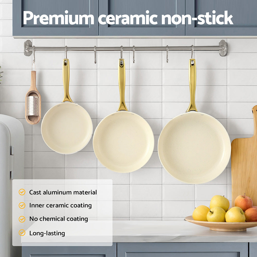 5-star Chef Frying Pan 3PCS Shades Frypan Set Ceramic Coating Multi Colour