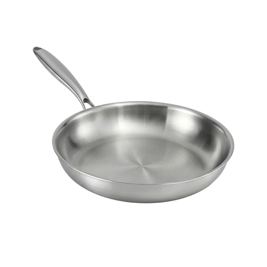 5-Star Chef 30cm Stainless Steel Frying Pan Uncoated Frypan with Tri-Ply Body