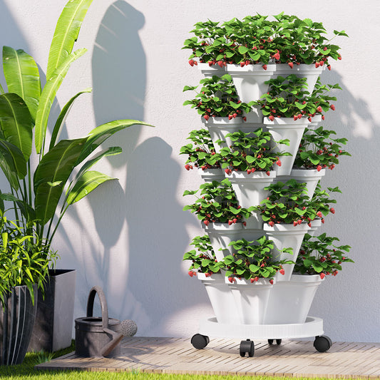 Green Fingers Garden Bed 5 Tier Vertical Strawberry Stackable Planters Herbs