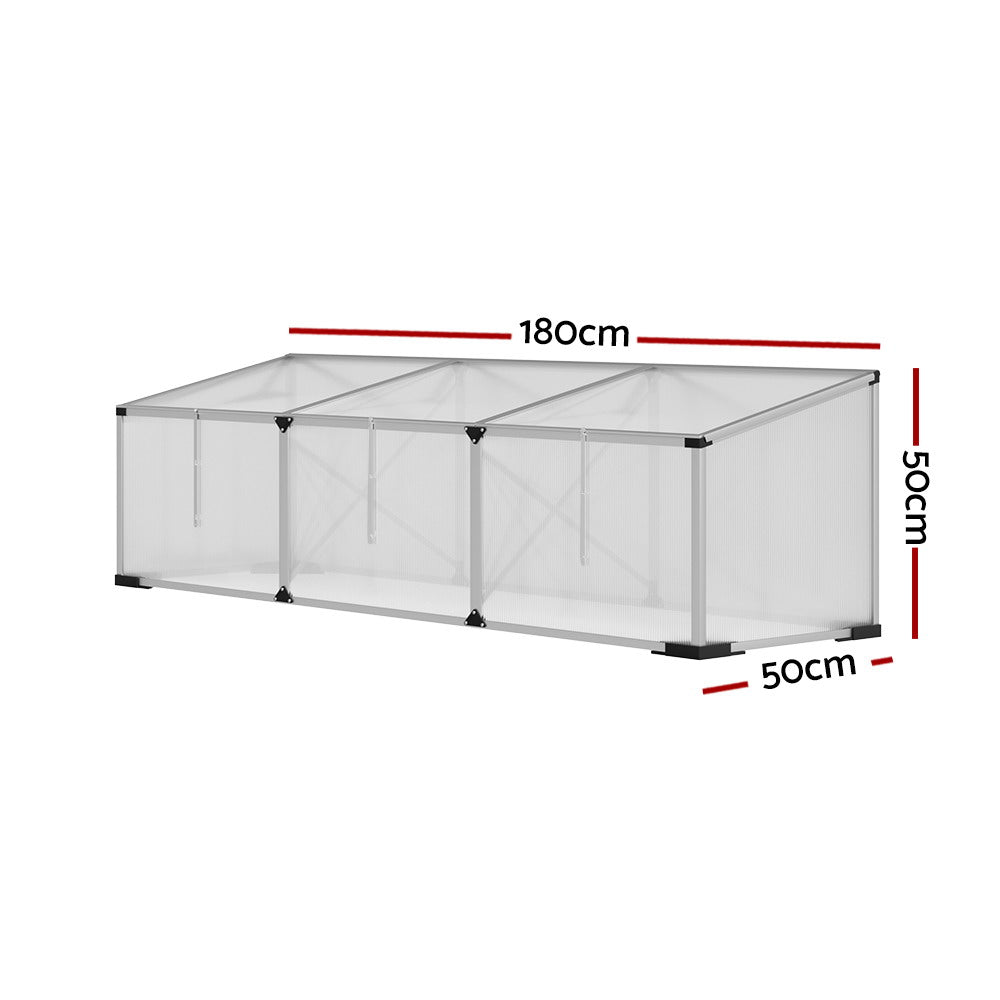 Green Fingers Greenhouse 180x50x50CM Cold Frame Plant Grow Aluminium