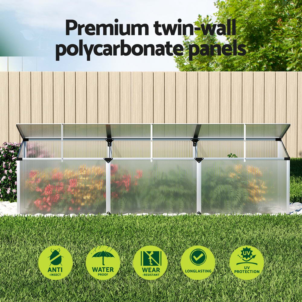Green Fingers Greenhouse 180x50x50CM Cold Frame Plant Grow Aluminium