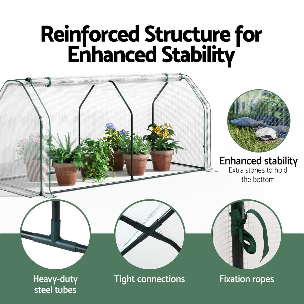 Green Fingers Mini Greenhouse PE Cover House Roll-Up Zippered Door