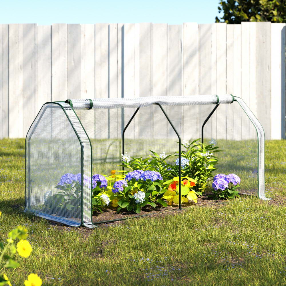 Green Fingers Mini Greenhouse PE Cover House Roll-Up Zippered Door