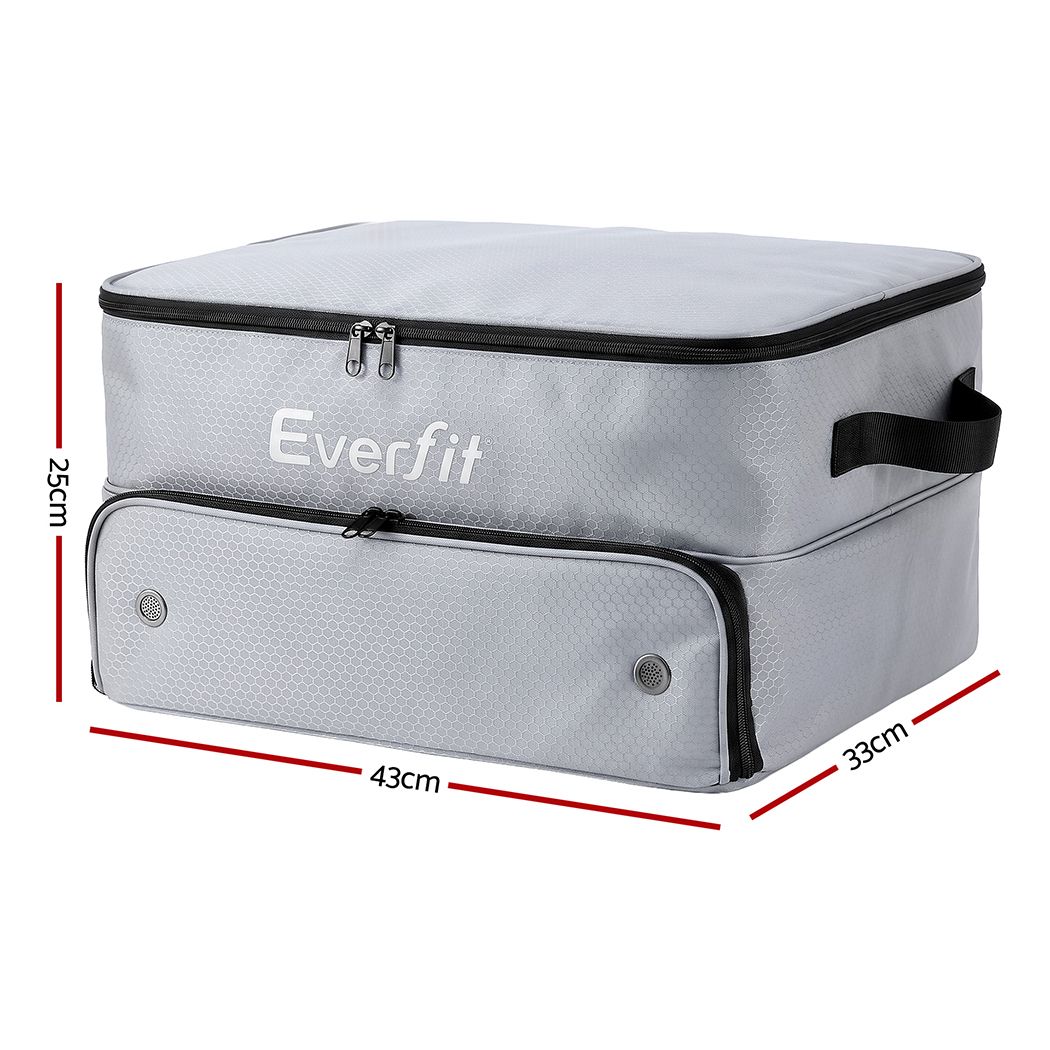 Everfit 2-Tier Car Boot Organiser Storage Bag Trunk Organiser with Ventilated Compartment Grey