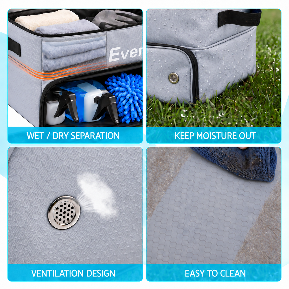 Everfit 2-Tier Car Boot Organiser Storage Bag Trunk Organiser with Ventilated Compartment Grey