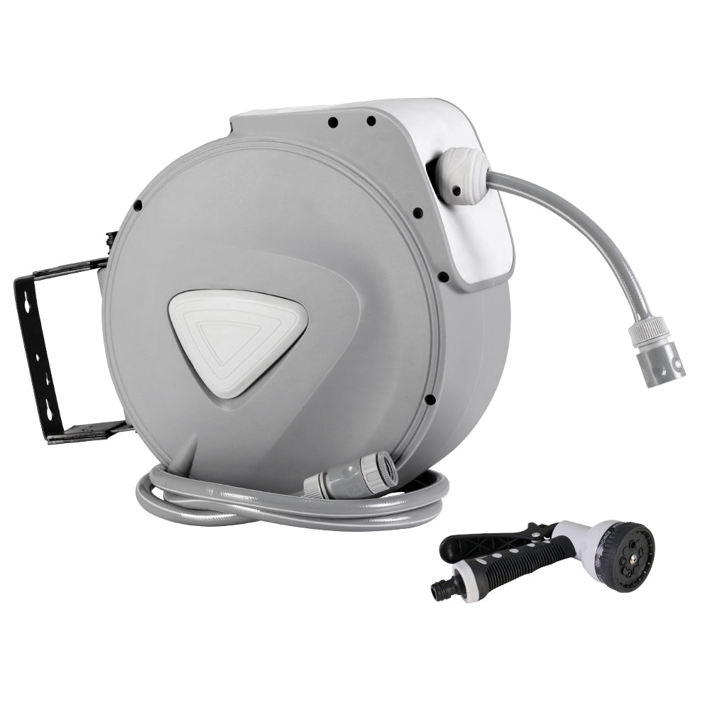 Green Fingers Water Hose Reel 10M Retractable Auto Rewind Garden Spray Gun