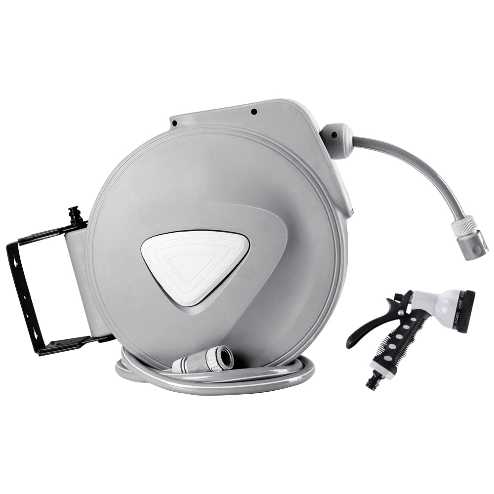 Green Fingers Water Hose Reel 10M Retractable Auto Rewind Garden Spray Gun